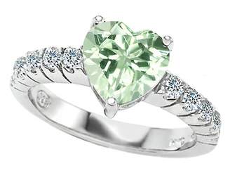 Stark Star K Genuine 8mm Heart-Shape Green Amethyst Engagement Ring Size 6