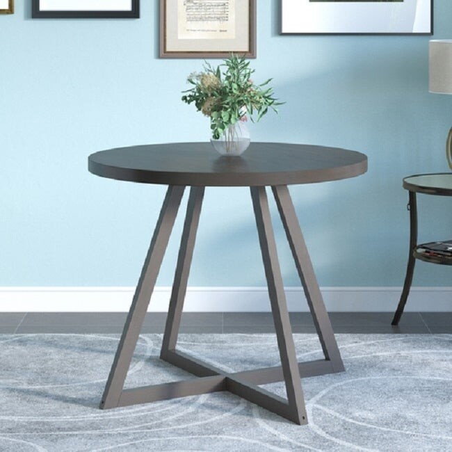 MidCentury Wood Round Dining Table with Xshape Legs for Small Places