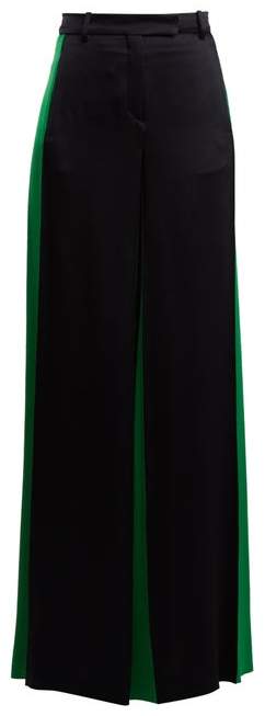 Valentino Wide Leg Hammered Satin Trousers - Womens - Navy