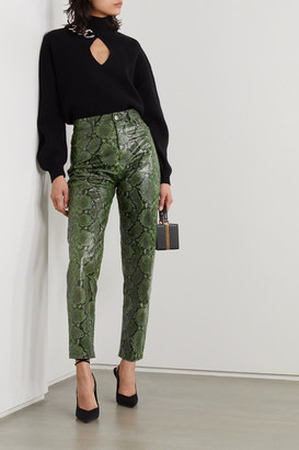 ATTICO Snake-effect Leather Tapered Pants - Green