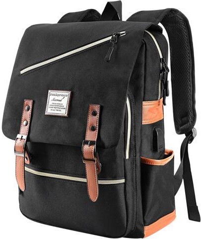 WOOJONG Vintage Laptop Backpack with USB Charging Port, Backpack for College Fits up to 15.6 Inch Laptop Computer Backpack Casual Rucksack for Men Women...