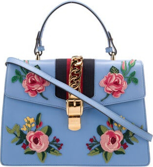 Gucci Sylvie Embroidered Top Handle Bag