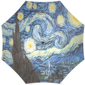 Vincent Van Gogh Painting Umbrella Cute Colorful Tie Dye Spirals Pattern Folding Portable Outdoor Rain /Sun Umbrella Beach Travel Shade Sunscreen For Women/Men