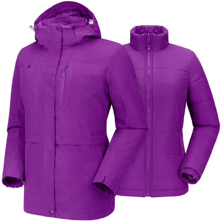 CAMEL CROWN Women's Windproof Waterproof Jacket Softshell Warm Puffer Liner Outdoor Coat with
