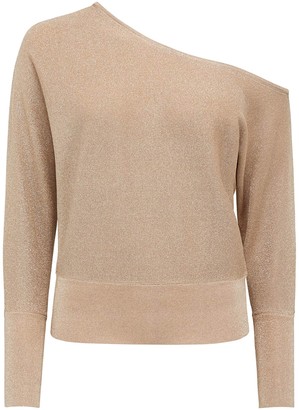 Ever New Meg Metallic Tip-Shoulder Sweater