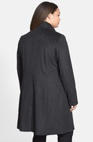 Thumbnail for your product : DKNY Ruffle Front Long Wool Blend Coat (Plus Size)
