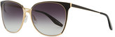 Thumbnail for your product : Barton Perreira Edie Metal/Enamel Sunglasses, Gold/Black