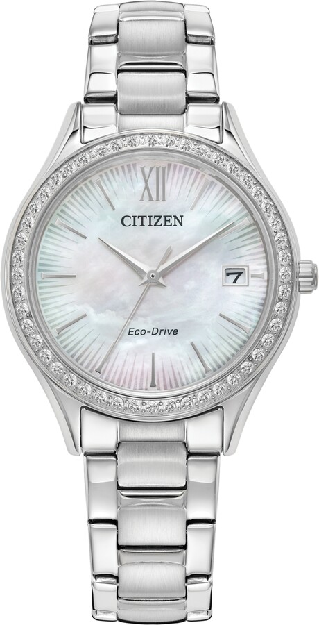 Citizen Eco-Drive Women's Crystal Stainless Steel Bracelet Watch 34mm -  ShopStyle