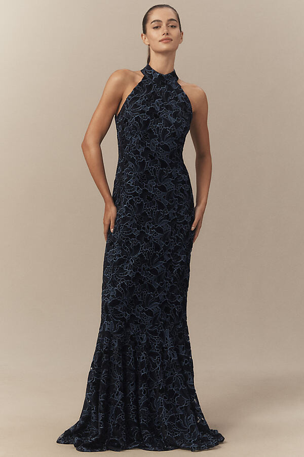 Marcia High-Neck Lace Maxi Dress