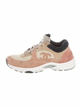 chanel pink suede sneakers
