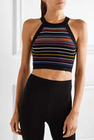 Thumbnail for your product : Nagnata - Cropped Striped Technical-knit Stretch-cotton Top - Black