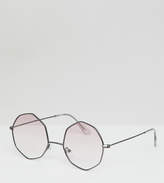 Thumbnail for your product : ASOS Design Metal Oxtagon Round Sunglass In Gunmetal With Pink Grad Lens