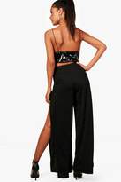 Thumbnail for your product : boohoo Side Split Crepe Wide Leg Trousers