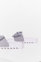 Thumbnail for your product : Nasty Gal Womens Bow Away Cleated Striped Sliders - Black - 7