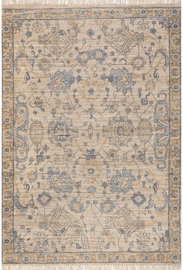 RUGS USA Marigold Vintage Tasseled Sand 4 ft. x 6 ft. Indoor/Outdoor Patio Rug