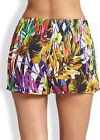 Thumbnail for your product : Milly Tropical-Print Gathered Shorts