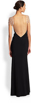 Thumbnail for your product : La Femme Beaded-Sleeve Gown