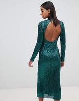 Thumbnail for your product : Club L London high neck all over sequin open back midi dress