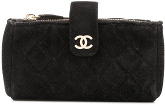 Chanel Pre-owned 1995 CC Diamond-Quilted Cosmetic Vanity Bag - Black