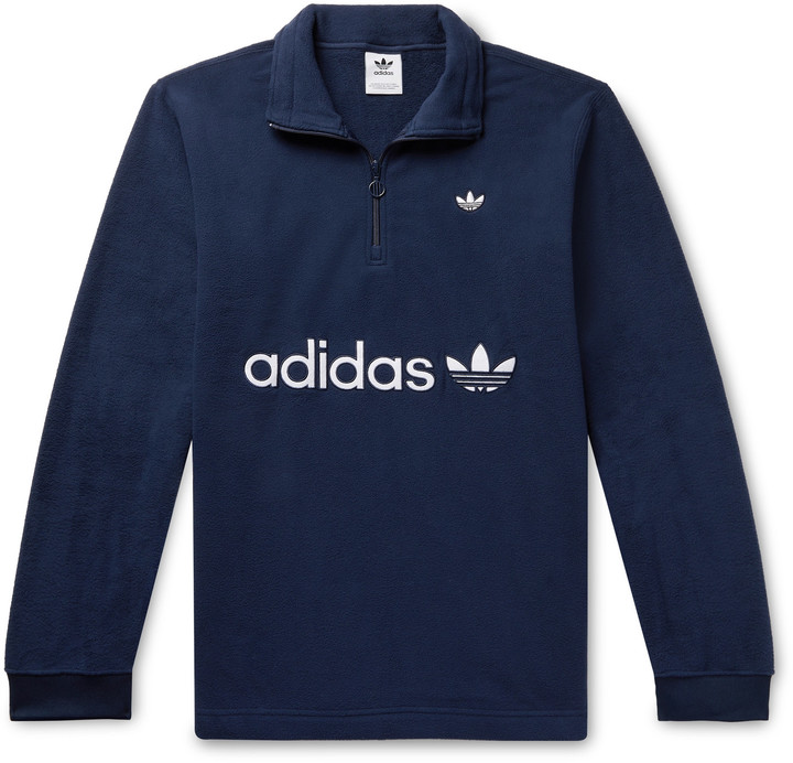adidas Samstag Logo-Appliqued Fleece Half-Zip Sweatshirt - ShopStyle