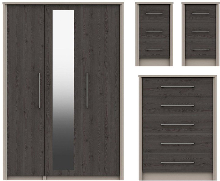 Smyth Part Assembled 3 Piece Package 3 Door Mirrored Wardrobe, 5