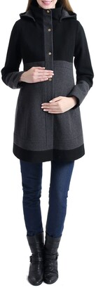 Kimi and Kai Tessa Colorblock Wool Blend Maternity Coat