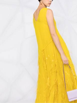 Pucci feather-detail V-neck gown