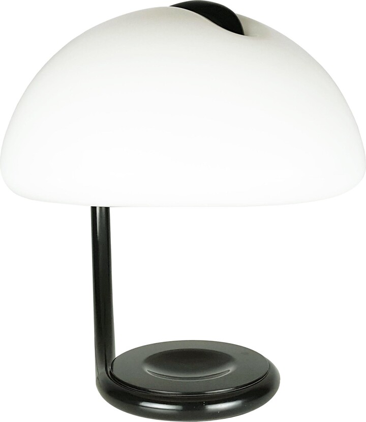 Black Metal And White Plastic Shade 1960s Serpente Table Lamp By Elio Martinelli