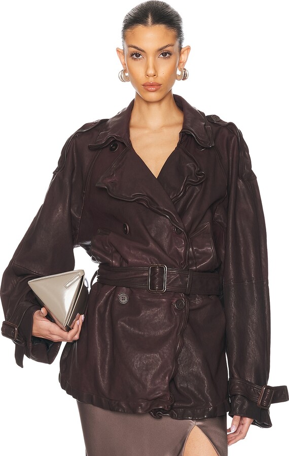 Acne Studios Lolu Leather Jacket in Brown