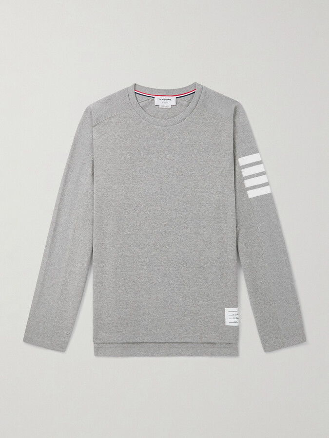 Thom Browne Logo-Appliquéd Striped Cotton-Jersey T-Shirt