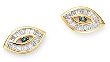 Adina Reyter 14K Yellow Gold White & Blue Diamond Evil Eye Stud Earrings