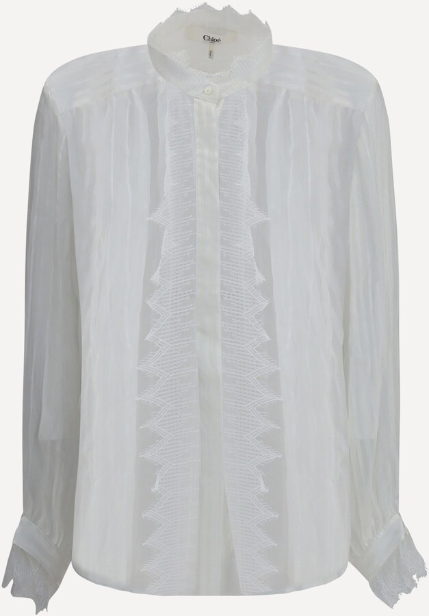 Chloé Ruffled silk muslin and lace Blouse