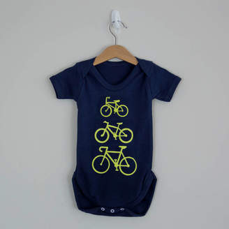 Littlechook Personalised Childrens Clothing Personalised Babygrow With Bike Print