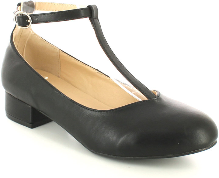 Wynsors New Ladies/Womens Black Ballerina Shoes With T Bar Ankle Strap