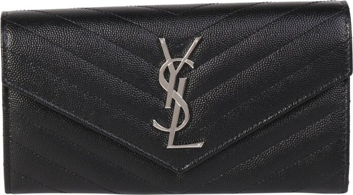 Saint Laurent Beige Monogram YSL V-Flap Large Tri-Quilt Envelope Chain Shoulder Bag
