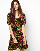 Thumbnail for your product : MinkPink Queen Of Hearts Skater Dress In Rose Print