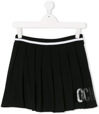 Moschino Kids logo print pleated skirt