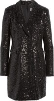 Thumbnail for your product : Eliza J Sequin Long Sleeve Tuxedo Cocktail Dress