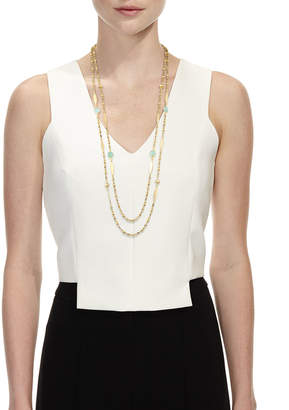 Sequin Double-Strand Semiprecious Station Necklace