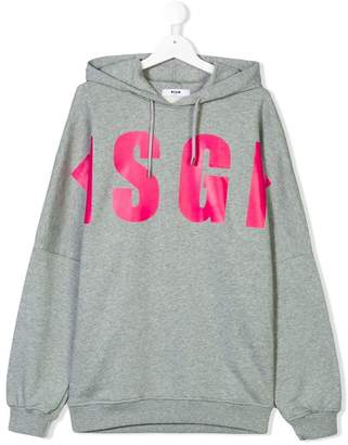 MSGM Kids TEEN logo print hoodie