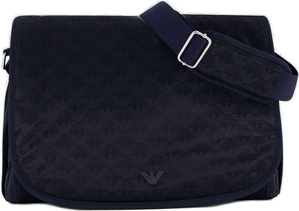 Emporio Armani Kids Monogram Jacquard Foldover-Top Shoulder Bag
