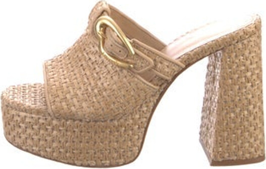 Larroude Raffia Slides Neutrals Platform