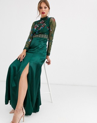 Frock and Frill embroidered long sleeve maxi dress