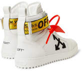 Thumbnail for your product : Off-White Grosgrain and Suede-Trimmed Leather High-Top Sneakers