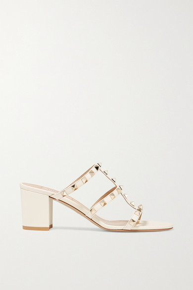 rockstud leather mules