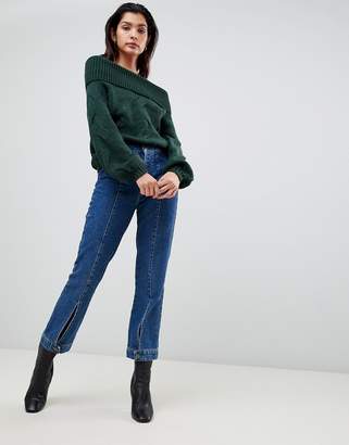 Vila Chunky Cable Knit Off Shoulder Sweater