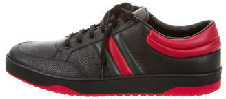 Gucci Leather Web-Trimmed Sneakers