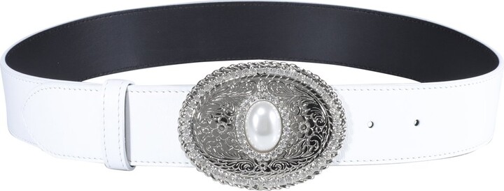 Alessandra Rich 25mm Crystal Belt in Silver Womens Belts Alessandra Rich Belts White 