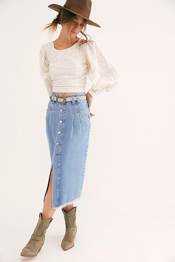 Free People Sidney Midi Skirt - ShopStyle