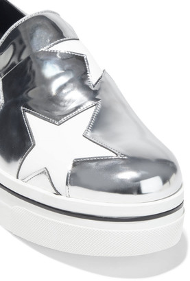 Stella McCartney Binx Star Cutout Faux Mirrored-leather Platform Slip-on Sneakers